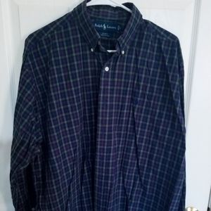 Polo long sleeve blue plaid large shirt